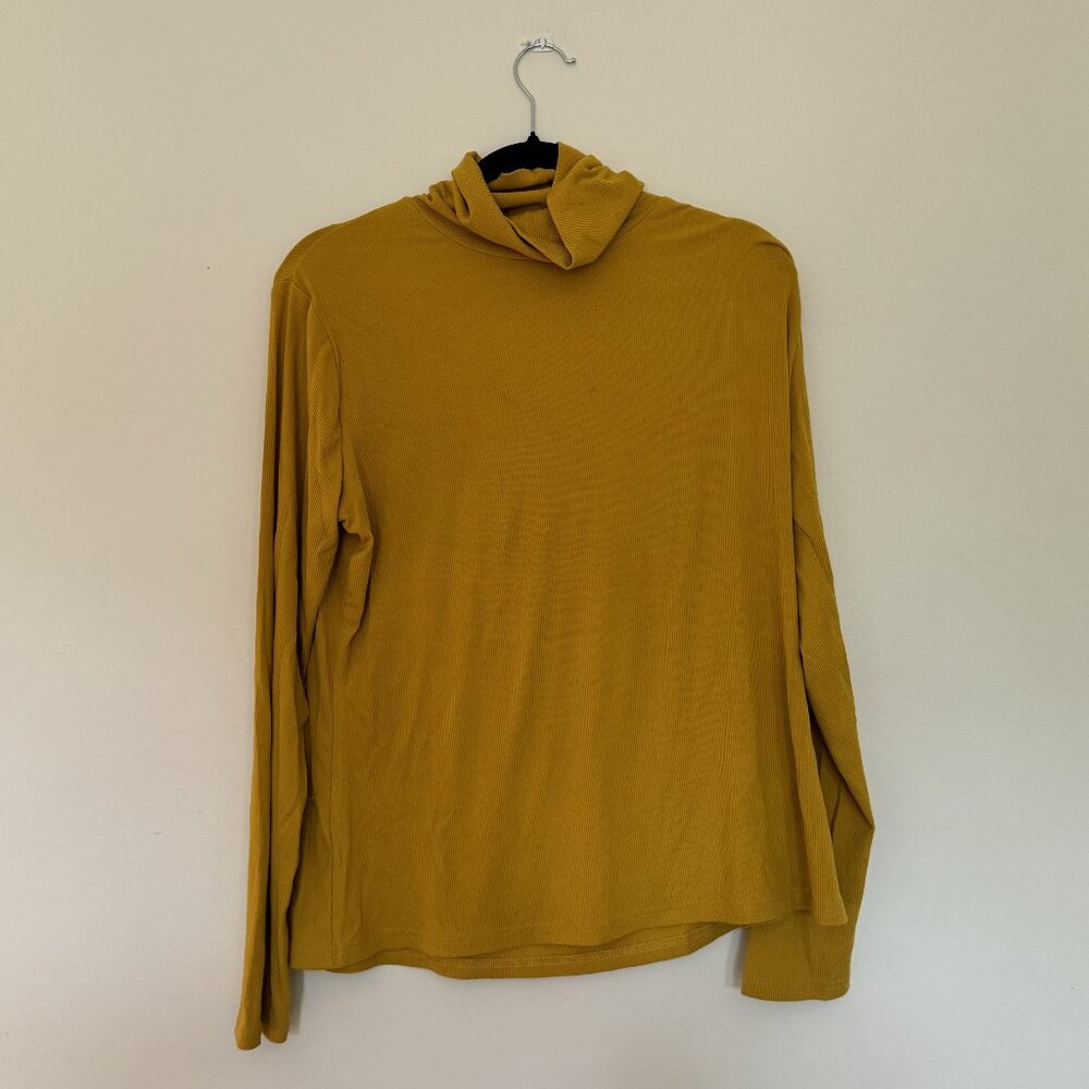 Mustard Yellow Jersey Turtleneck